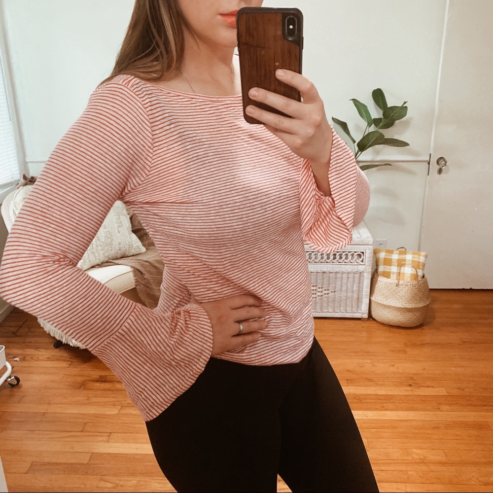 Ralph Lauren | Bell Sleeve Red White Striped Top M